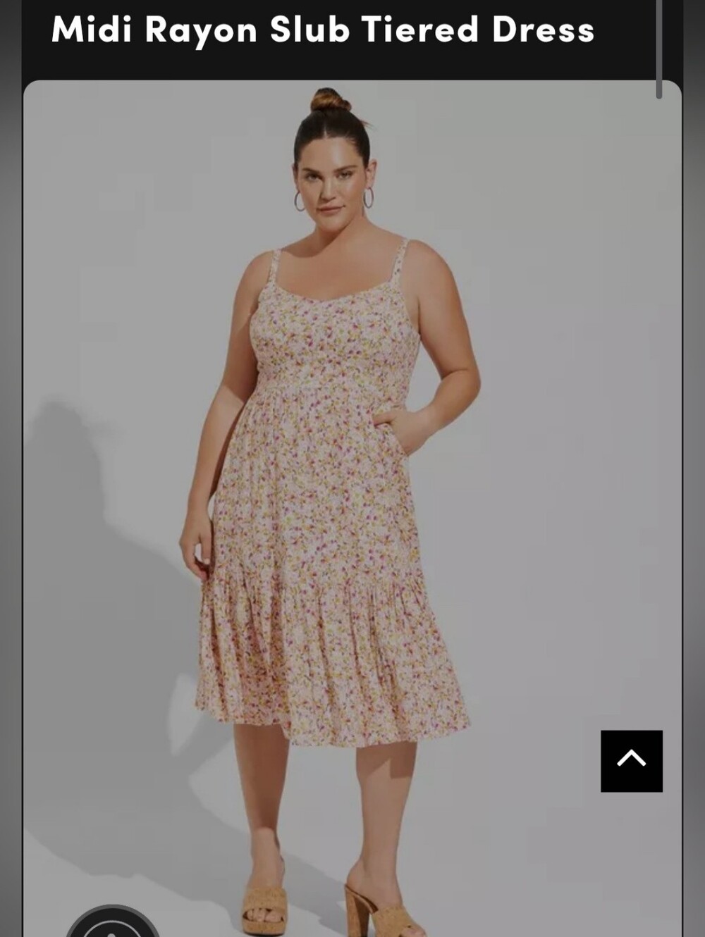 Torrid Midi Rayon Slub Tiered Dress - Pink Floral Size 0